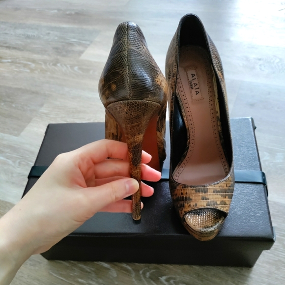 Alaia Paris High Heels | Peep-toe Pump| Snake Effect Real Leather | Authentic - Picture 4 of 8